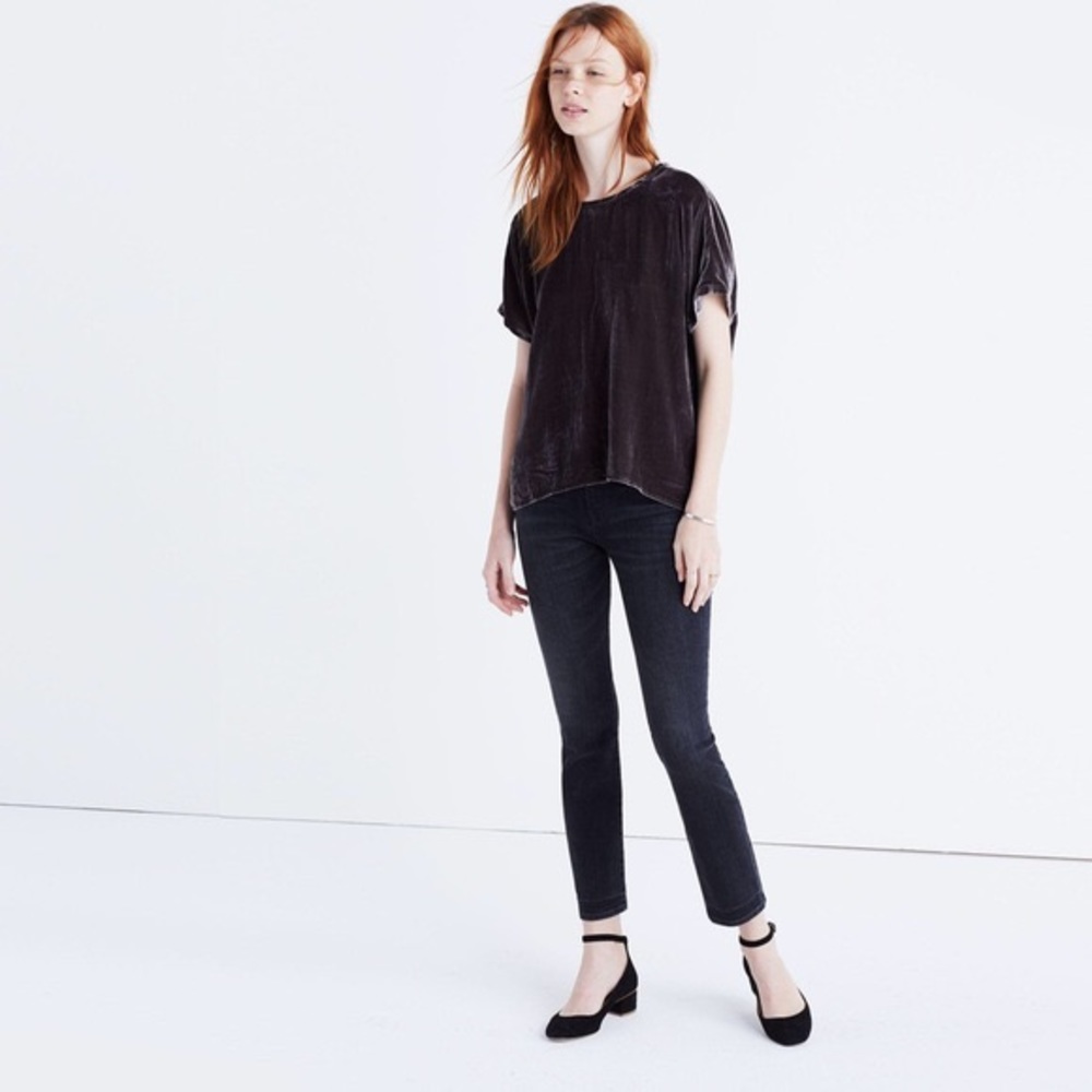 NWT Madewell Velvet Bow-Back Top